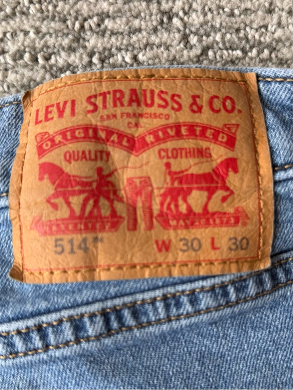 Levi's 514 Straight Leg Men’s Jeans W 30 L 30- Light Blue Denim